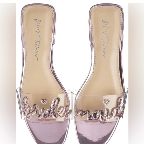 Betsey Johnson Shoes - Betsey Johnson Pink Heels with Metallic Embellishment